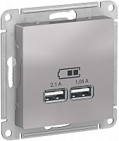 Розетка USB тип A+A без рамки Systeme Electric AtlasDesign 2-м. 2100мА алюминий картинка